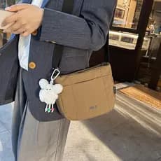 Outono inverno Retro marrom acolchoado bolsa de lona feminina 2025 novo estilo leve ombro saco do mensageiro saco do tel