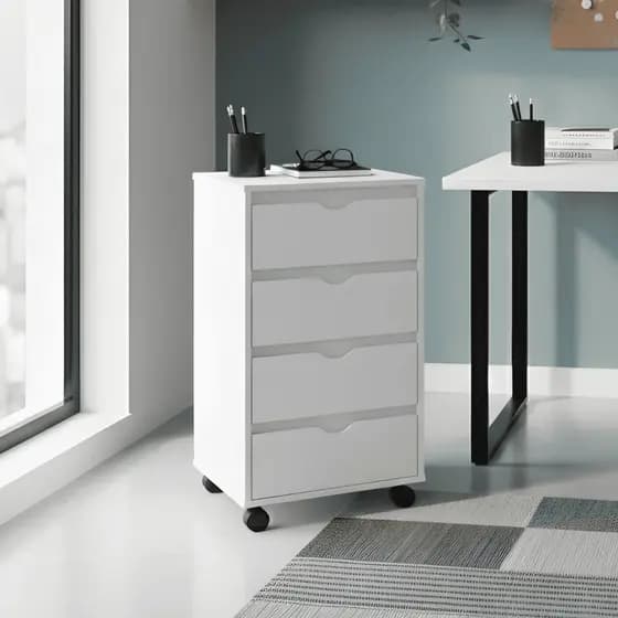 Gaveteiro Organizador 4 Gavetas Com Rodizios Escritório Home Office Carrinho Auxiliar