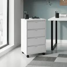 Gaveteiro Organizador 4 Gavetas Com Rodizios Escritório Home Office Carrinho Auxiliar