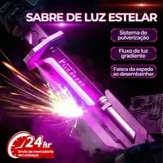 Espada Samurai LED RGB Com Brinquedo Sabre De Luz Efeitos De Faísca E Fumaça
