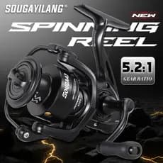 Sougayilang 1000-4000 Série 5.2 : 1 Carretel De Pesca De Carpa Metal Arraste Máximo 10kg
