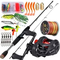 Sougayilang Conjunto Completo De Vara De Pesca De Fundição De 1.8 M 5-10LB 7.2 : 1 UL Carbono Arraste Máximo 10 Kg