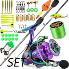 Conjunto De Vara De Pesca E Carretel Sougayilang 1.8M/6FT Com Linha De Isca Grátis De Metal Alça Dupla 5.2 : 1 1000-5000