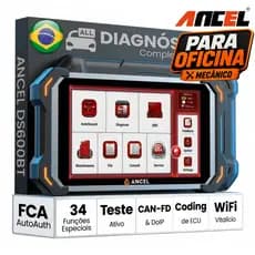 Scanner Automotivo Profissional ANCEL DS600BT Sgw FCA CAN FD DOIP, 34 Funções de Redefinição, Todos os Sistemas