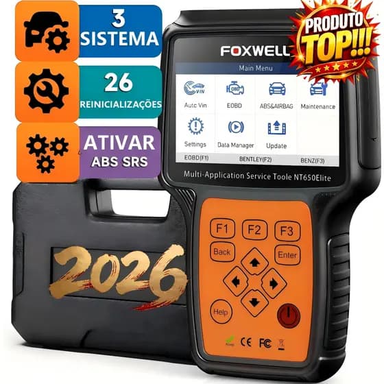 FOXWELL NT650Elite Scanner Automotivo A/F Ajustar SAS EPB BRT TPS 26 Reiniciar em Portugues
