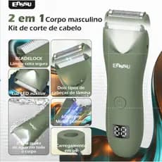 Aparador Masculino 2 em 1, Cortador de Pelos e Barbeador, À Prova D’água para Virilha e Peito