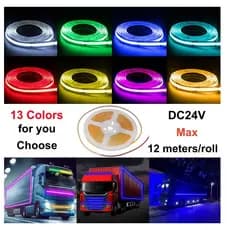 Faixa De LED COB 12V 24V 8mm 320LED/m , Fita Cortável Flexível , Vários Comprimentos E 13 Cores Para Você Escolher , Car
