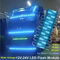 Módulo LED Piscante Vermelho + Azul De Ampla Tensão 12V-24V Como Luz De Caminhão De Folga Lateral De Aviso De Corrida ,