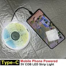 Conector Portátil De Luz De Tira LED COB Tipo C-Telefone Celular Pode Como Energia , Fita Oculta Flexível 3000K 6000K Br