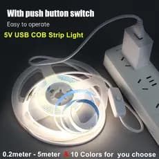 320Leds/m Faixa De LED COB De Alto Brilho Luz De Tira Flexível USB 5V Com Interruptor Branco Backlight TV Cozinha Noturn