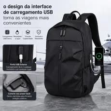 Mochila Masculina E FemininaVersátil Leve De 20L Escolar Resistente Com Compartimento Para Laptop De Carregamento USB