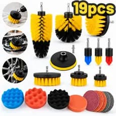 Kit 19 Peças Escovas para Furadeira Limpeza Pesada Polimento Cozinha Banheiro Carro