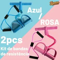 KIT Elástico Extensor Para Exercícios Em 8 + Aparelho Fitness Para Abdominal Ginastica