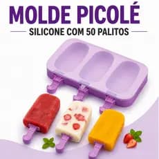 Molde de Picolé Silicone com 50 Palitos Forma para Picolé Caseiro Reutilizável
