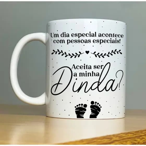 Caneca Personalizada Para Dindo e Dinda Diversos Modelos de Porcelana Envio Imediato ml