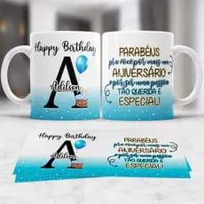 Caneca Personalizada Porcelana Letra Nome Frase Masculino Aniversário Presente