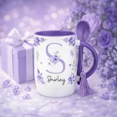 Caneca de Colher Personalizada Pingente Nome Letra Presente