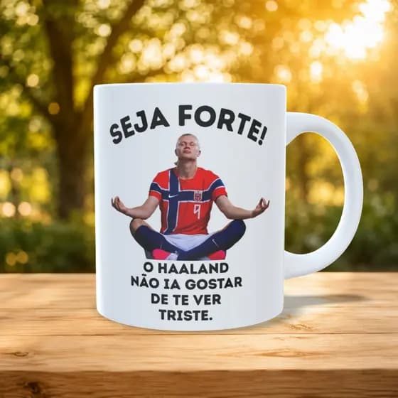 Caneca Engraçada Haaland Presente Divertido Artista Jogador Futebol