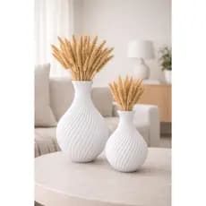 Vaso Decorativo Moderno Espiral c/ hastes de folhas secas (mimo) – 2 Vasos para Sala, Mesa e Decoração Minimalista