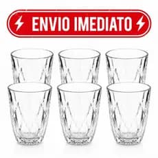 Kit Copos Diamond 300ml Vidro Grosso Resistente Luxo Agua Suco Whisky Diamantes Transparentes