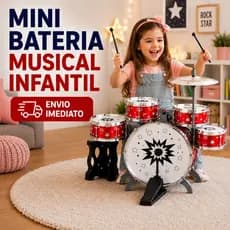 Mini Bateria Infantil Instrumento Brinquedo Musical Prato Tambor COM Baqueta