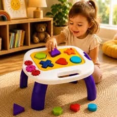 Mesa Didática Infantil Educativa Com Formas Encaixe Formas Coordenação Motora +11 Meses