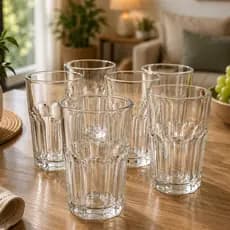 Jogo com 3/6 Copos de Vidro 350ml – Ideais para Chopp, Whisky, Água, Drinks, Sucos Design Elegante