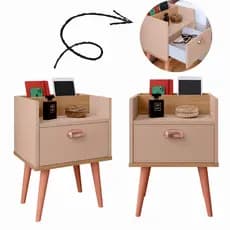 Kit 2 Mesas ou Unitário de Cabeceira 1 Gaveta Mesa Canto de Cama com Gaveta Lateral Quarto