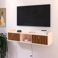 Rack para TV Sala de Estar Home Suspenso com Prateleira 2 Portas Basculantes Decorativo Organizador Vegas