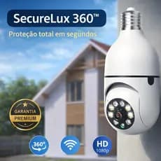 Câmera Lâmpada WiFi 360° SecureLux HD 1080p Visão Noturna Áudio 2 Vias Segurança Residencial