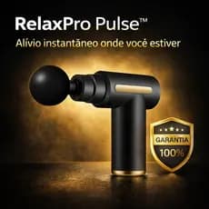 Pistola de Massagem Elétrica Relax Pro Pulse™ 6 Intensidades + Acessórios Portátil Relaxamento Profundo Compacta Pulse