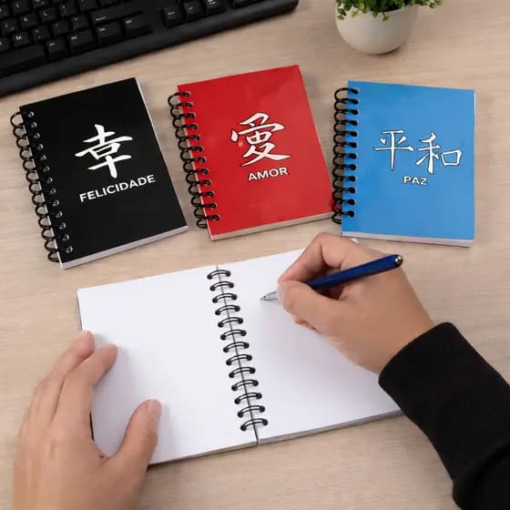 Bloco de Notas Espiral Estampas Sortidas Caderno Pequeno para Anotações, Estudos, Planner e Presente