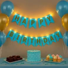 Faixa Bandeirinha Feliz Aniversário Varal com Led Decoração Instagramável Luxo