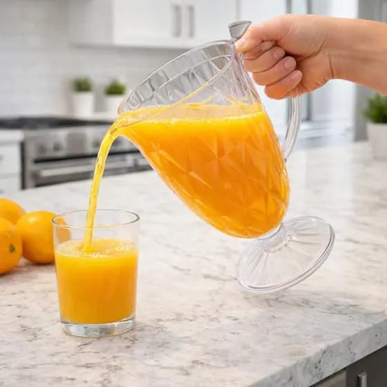 Jarra Acrílica Transparente com Pé e Alça 2L Design Diamantado Elegante para Bebidas