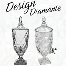 Suqueira de Acrílico Diamond Cristal 5L Alto-relevo