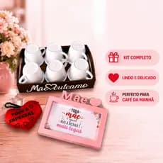 Presente Dia das Mães Kit Com Xícaras e Bandeja MDF