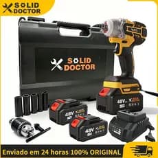 Solid Doctor Chave de Impacto a Bateria Uso Doméstico Parafusadeira 48V 2 Baterias Kit 3 em 1