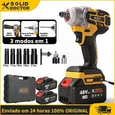 Solid Doctor Chave de Roda Carro Kit 3 em 1 Chave de Impacto Furadeira Parafusadeira 48V 2 Baterias