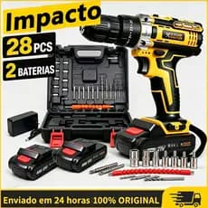 Solid Doctor Furadeira e Parafusadeira de Impacto a Bateria Recarregável Sem Fio 21V Com 2 Baterias