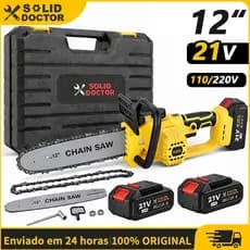 Solid Doctor Motosserra Elétrica 12 Polegadas  Sem Fio 2 Baterias Bivolt Profissional  Com Maleta