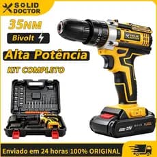 Solid Doctor - Furadeira Parafusadeira de Impacto Profissional 21V (Brushless): Kit Com 2 Baterias