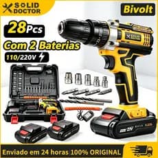 Solid Doctor Furadeira Parafusadeira 21V Com 2 Bateria Maleta Kit Ferramentas para instalação