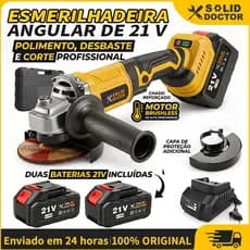 Esmerihadeira Lixadeira Angular Eletrica Sem Fio Brushless 9000rpm 2 bateria De Litio Bivolt