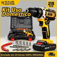 Solid Doctor Kit Furadeira e parafusadeira Uso Doméstico 21V Sem Fio Impacto com 2 baterias