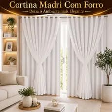 Cortina 7 Metros Voil Com Forro Sala Quarto Tecido Antialérgico 2,50 De Altura Para Varão Simples