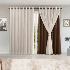 Cortina MADRI LUXO 3,00 x 2,50 c/ VOIL Branco - Decoração Quarto, Sala, Escritório, Janela ENVIO IMEDIATO