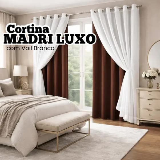 Cortina Sala 3 Metros Com Tecido Voil Luxo Decoração Quarto Para Varão Simples