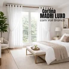 Cortina Sala Com Voil 6 Metros Com Forro Tecido Para Varão Simples 6,00x2,50 Quarto Luxo