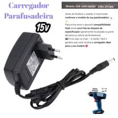 Carregador 15V 1.5A Para Parafusadeira Compatível 3601JF40E0 3601JF40E1 3601JF40E2 Bivolt