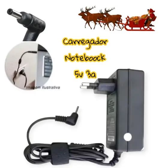Carregador Para Notebook Positivo 5v 3a Q232a Q464b Q232b Plug 3.0mm x 1.1mm